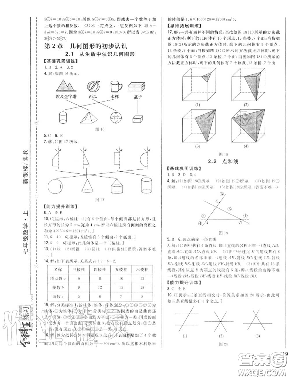2020秋全科王同步課時練習七年級數(shù)學(xué)上冊冀教版答案