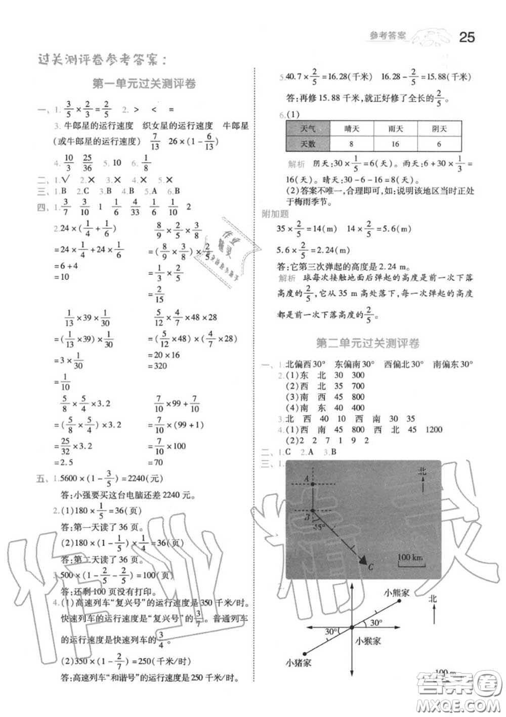 天星教育2020年秋一遍過小學(xué)數(shù)學(xué)六年級(jí)上冊(cè)人教版答案