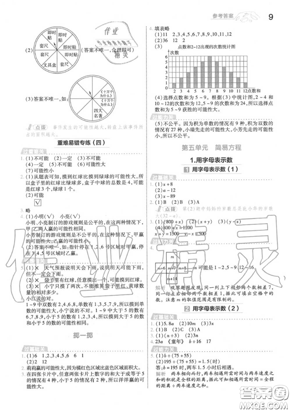 天星教育2020年秋一遍過小學數(shù)學五年級上冊人教版答案