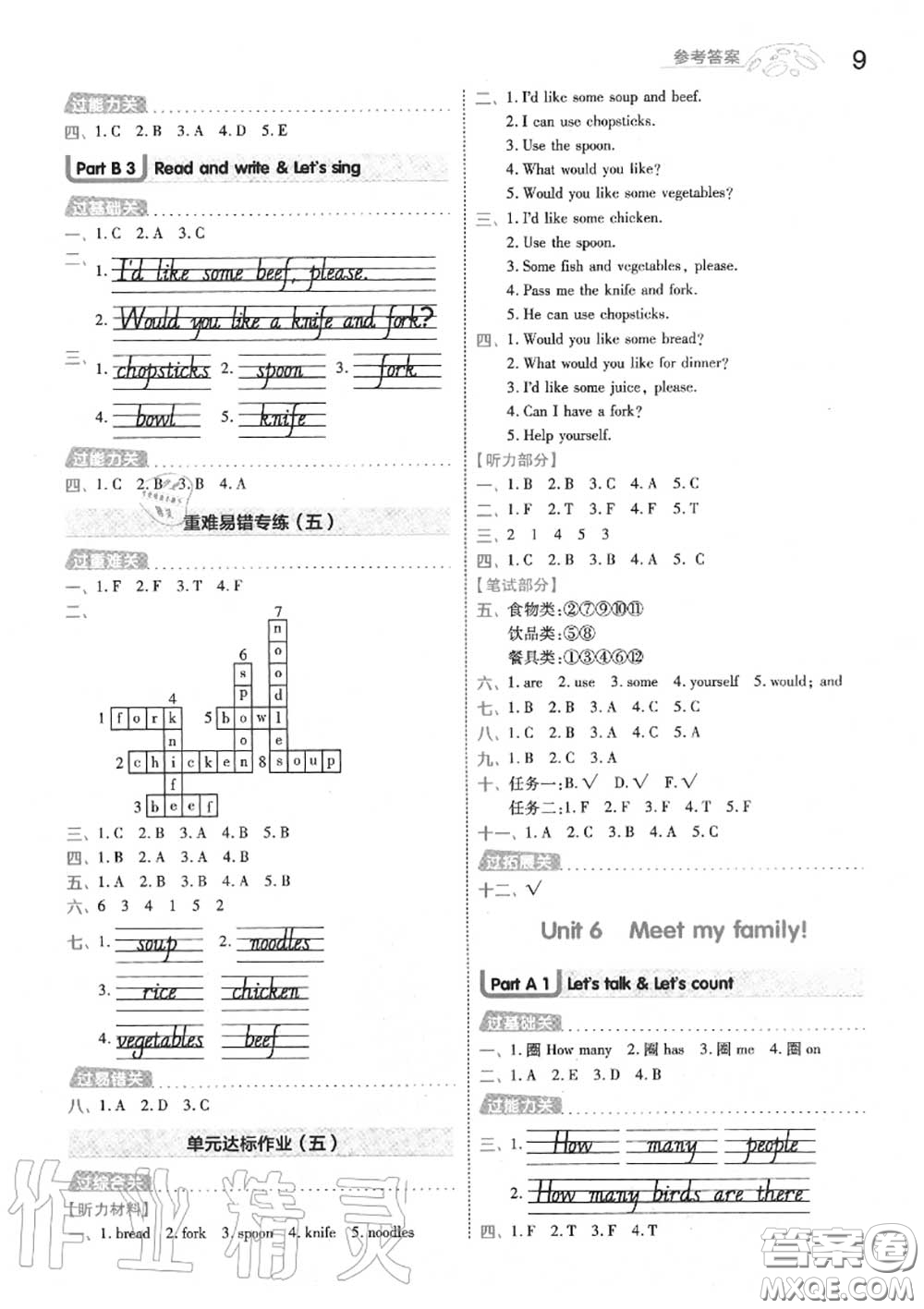 天星教育2020年秋一遍過(guò)小學(xué)英語(yǔ)四年級(jí)上冊(cè)人教版答案