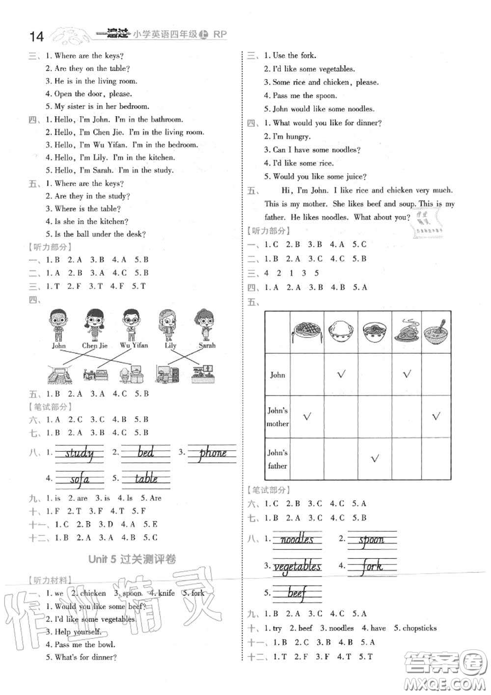 天星教育2020年秋一遍過(guò)小學(xué)英語(yǔ)四年級(jí)上冊(cè)人教版答案