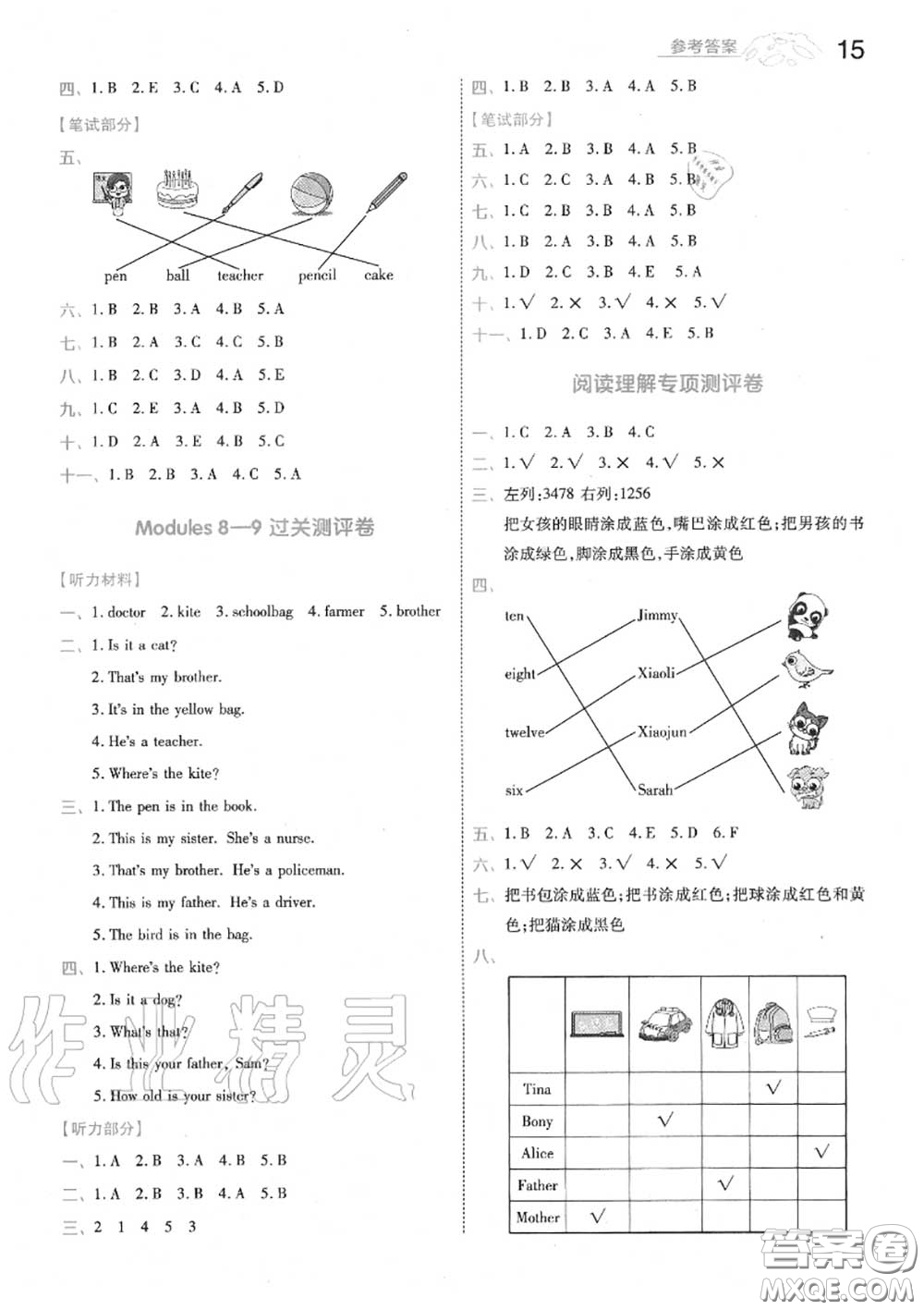 天星教育2020年秋一遍過(guò)小學(xué)英語(yǔ)三年級(jí)上冊(cè)外研版答案