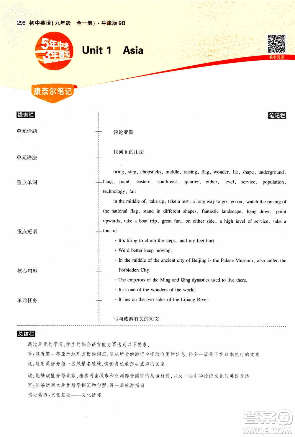 2021版初中同步5年中考3年模擬全解版初中英語九年級全一冊牛津版參考答案