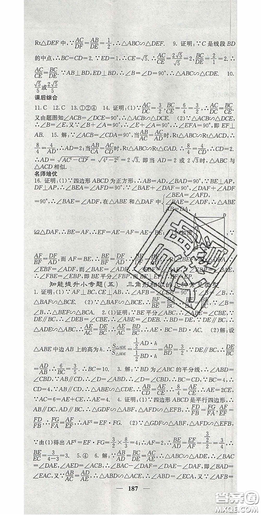 四川大學(xué)出版社2020秋名校課堂內(nèi)外九年級(jí)數(shù)學(xué)上冊(cè)滬科版答案