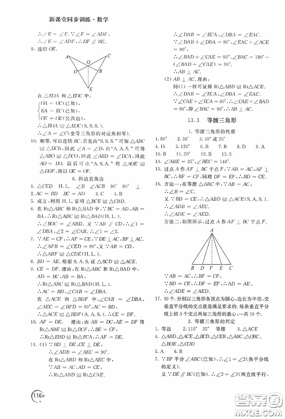 北京教育出版社2020新課堂同步訓(xùn)練八年級數(shù)學(xué)上冊華東師大版答案