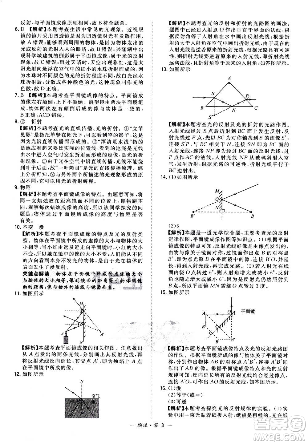 2021中考復(fù)習(xí)使用天利38套全國各省市中考真題常考基礎(chǔ)題物理參考答案