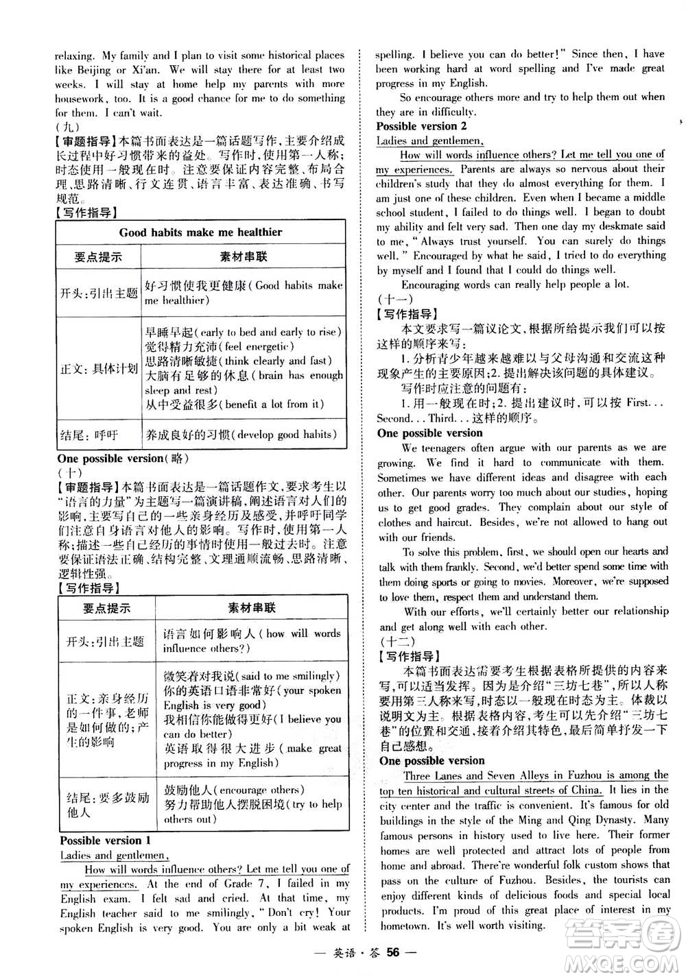 2021中考復(fù)習(xí)使用天利38套全國各省市中考真題?？蓟A(chǔ)題英語參考答案