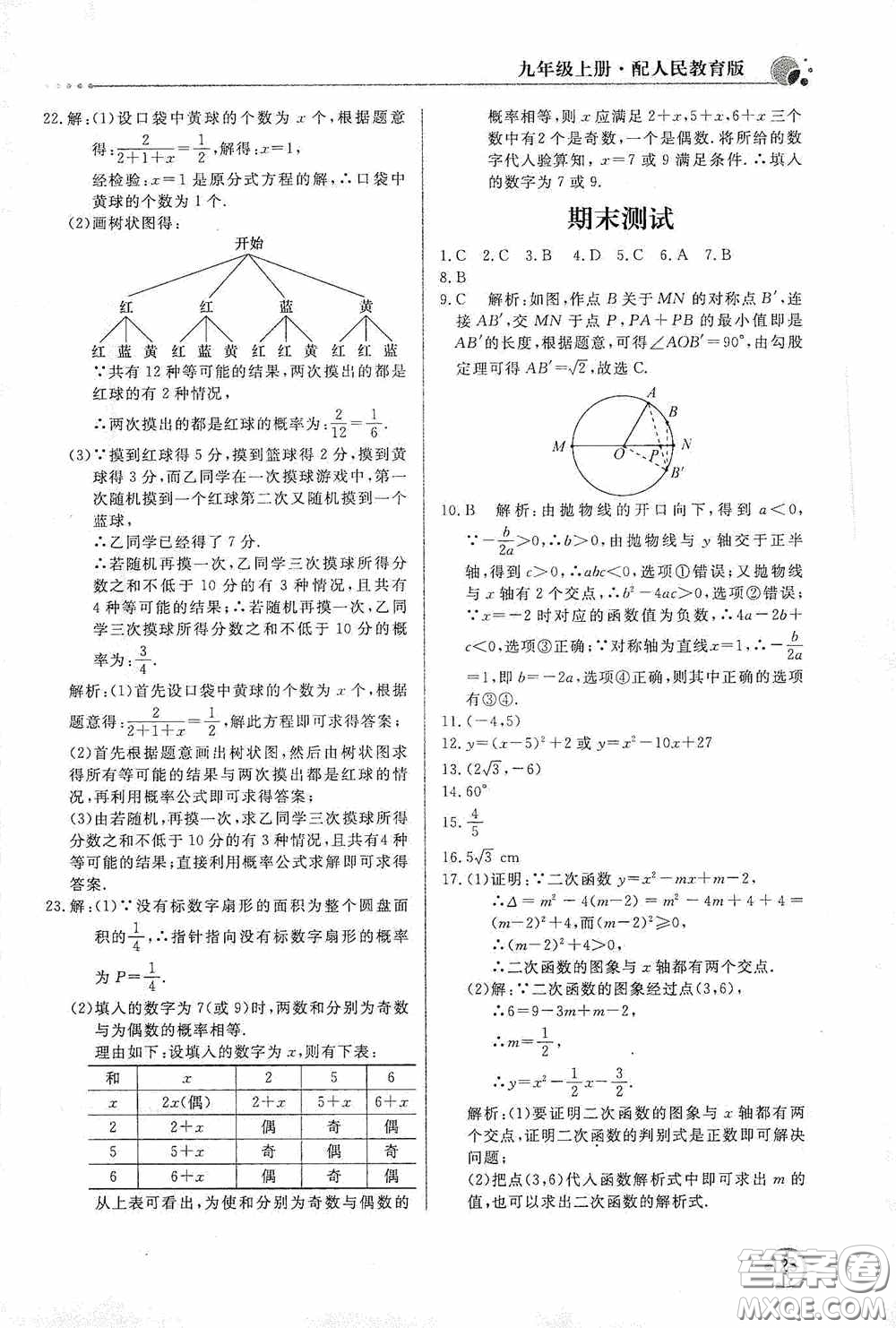北京教育出版社2020新課堂同步訓練九年級數學上冊人教版答案