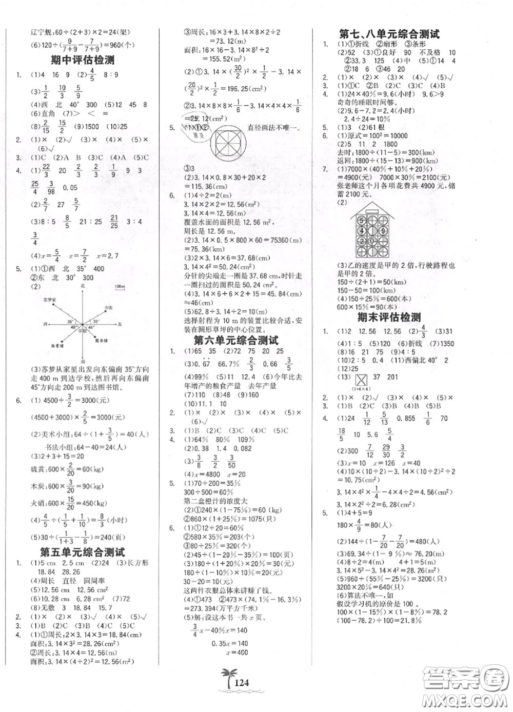 2020年秋世紀(jì)金榜金榜小博士六年級(jí)數(shù)學(xué)上冊(cè)人教版答案