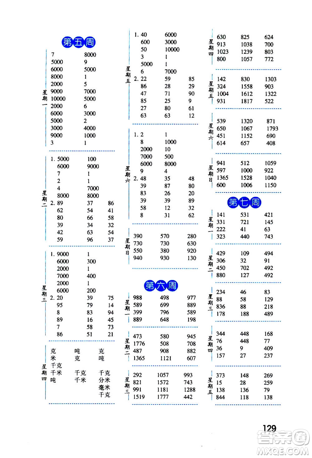 2020年經(jīng)綸學典口算達人三年級數(shù)學上冊RJ人教版答案