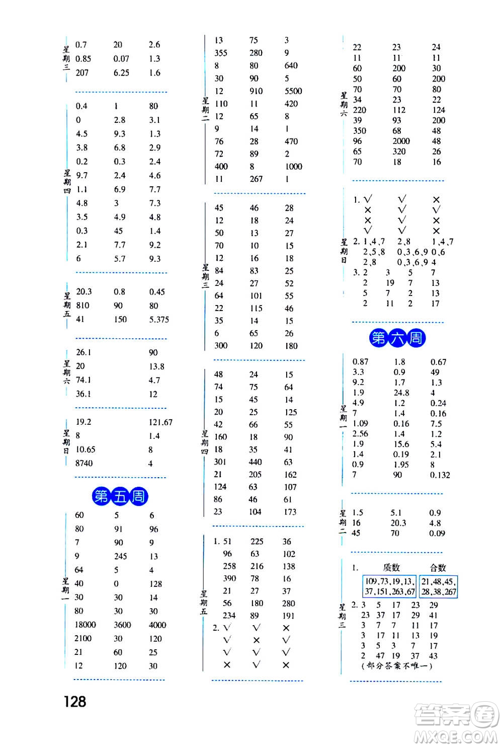 2020年經(jīng)綸學(xué)典口算達人五年級數(shù)學(xué)上冊BS北師版答案