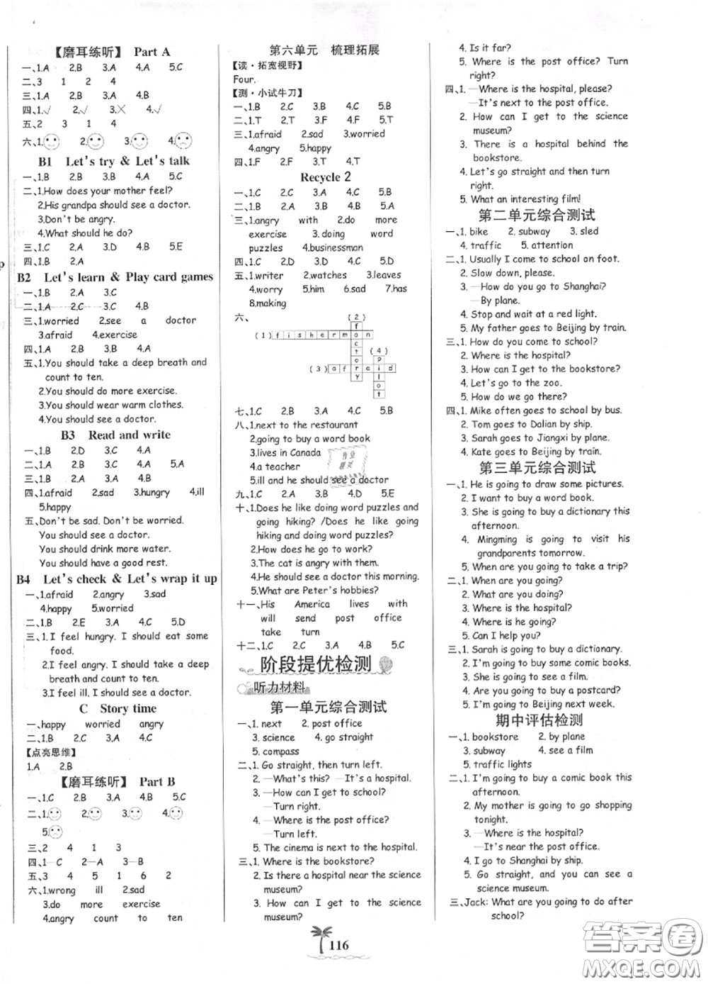 2020年秋世紀金榜金榜小博士六年級英語上冊人教版答案