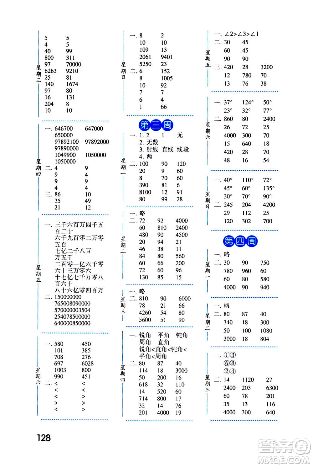 2020年經(jīng)綸學(xué)典口算達(dá)人四年級數(shù)學(xué)上冊BS北師版答案