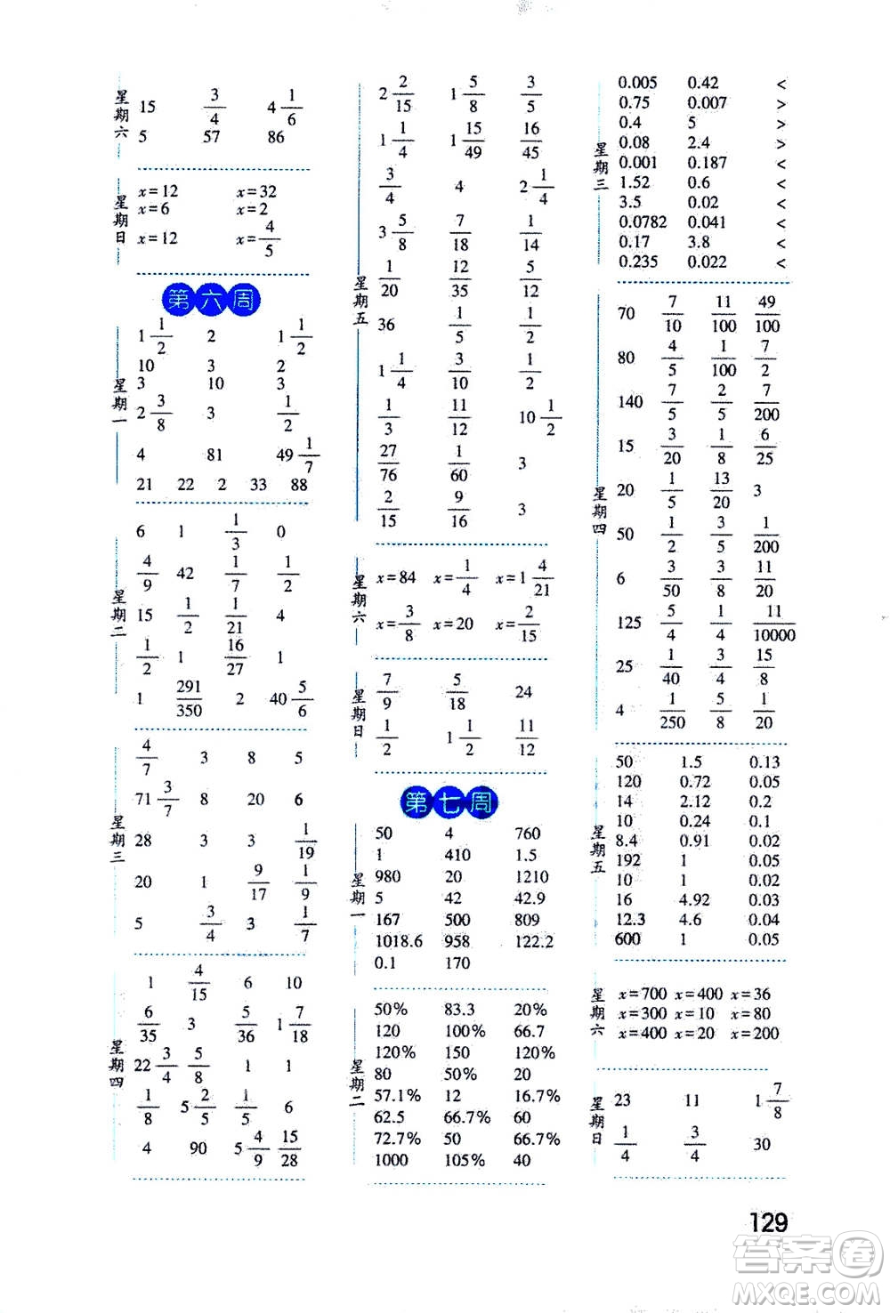 2020年經(jīng)綸學(xué)典口算達人六年級數(shù)學(xué)上冊BS北師版答案