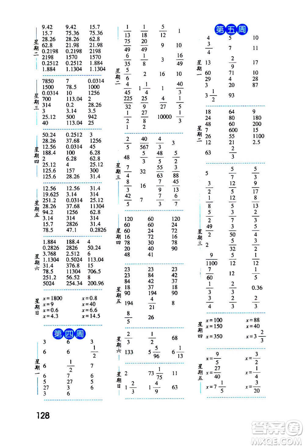 2020年經(jīng)綸學(xué)典口算達人六年級數(shù)學(xué)上冊BS北師版答案