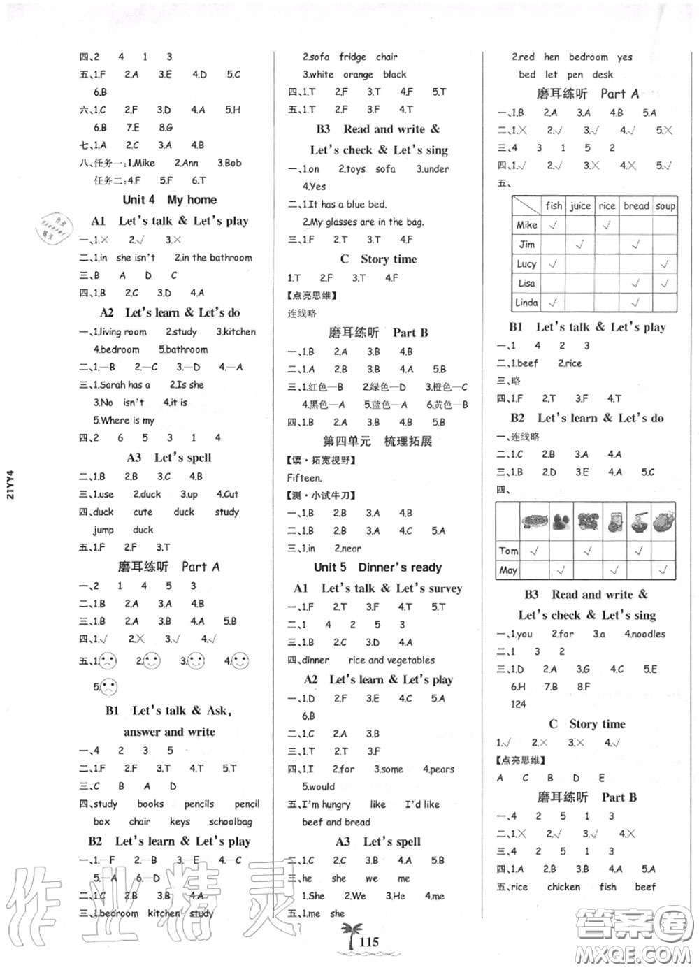 2020年秋世紀金榜金榜小博士四年級英語上冊人教版答案