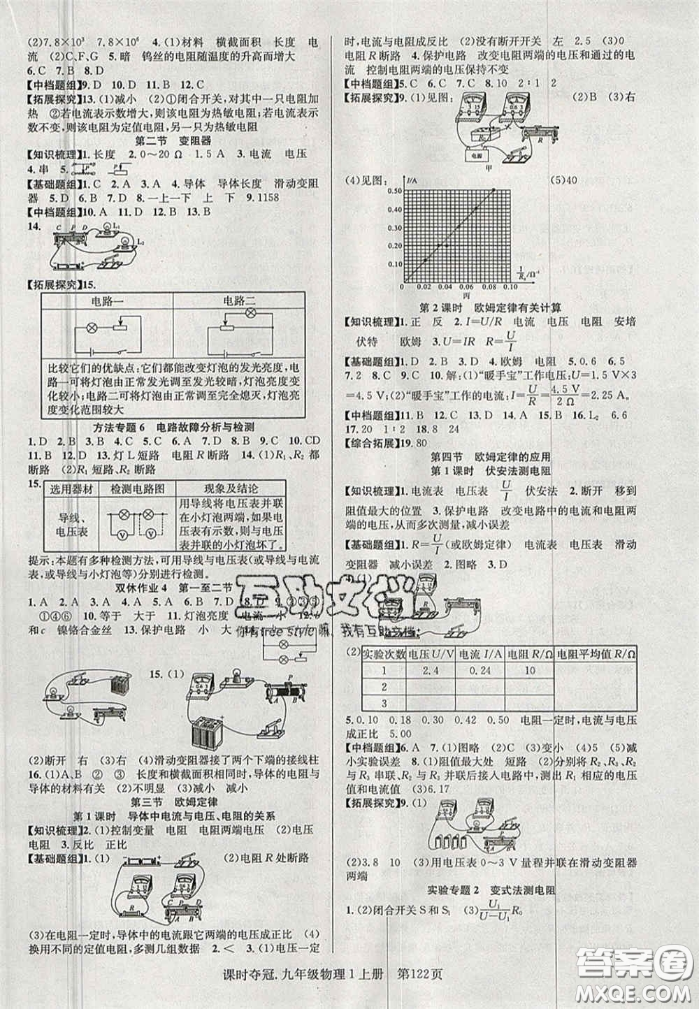 安徽師范大學(xué)出版社2020課時(shí)奪冠九年級(jí)物理上冊(cè)蘇科版答案