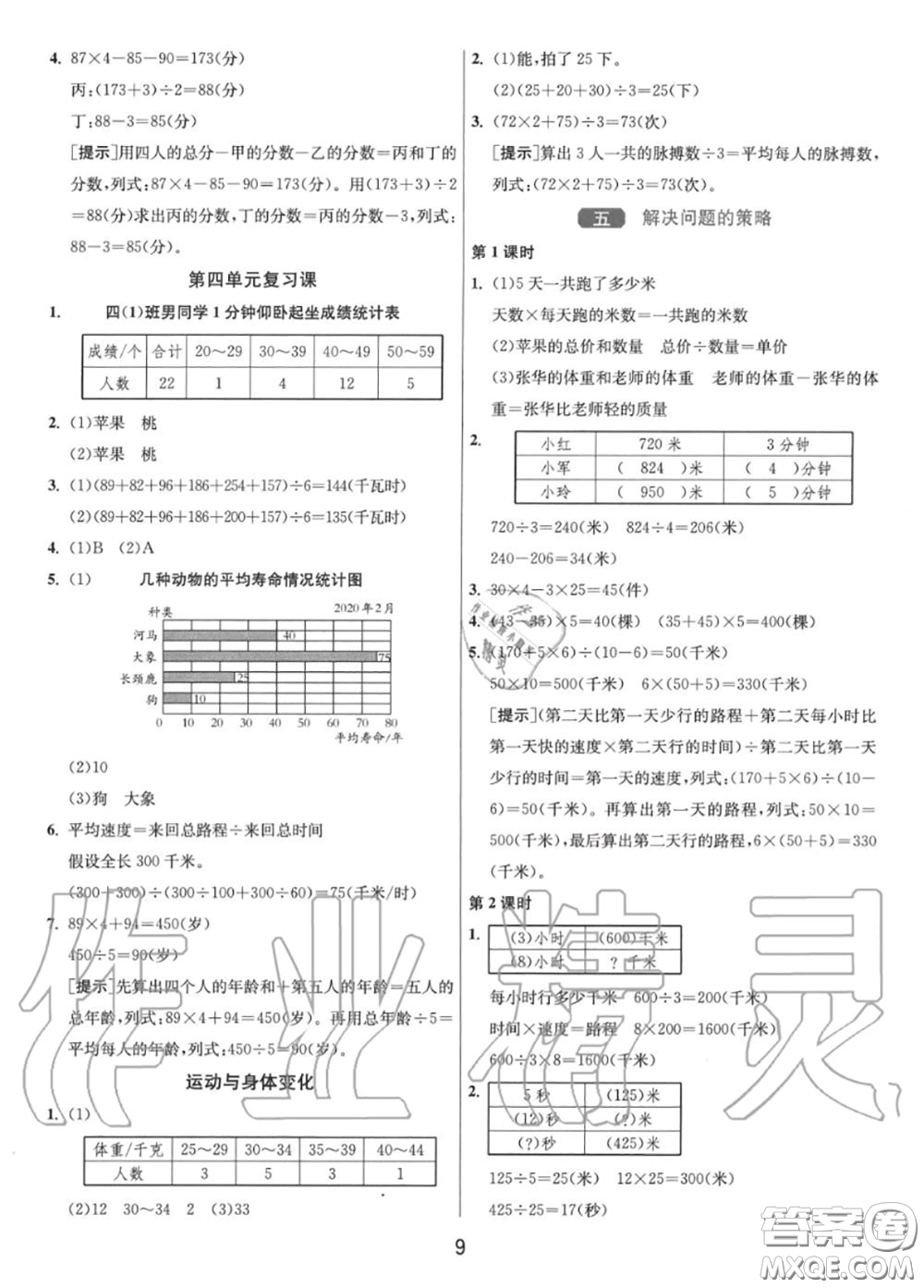 2020秋1課3練單元達標(biāo)測試四年級數(shù)學(xué)上冊蘇教版參考答案