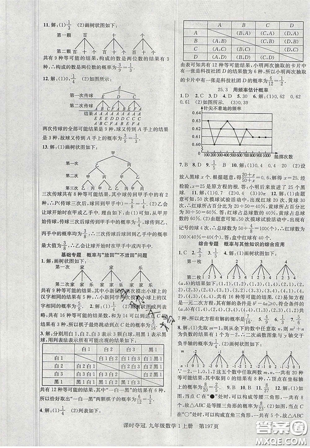 安徽師范大學(xué)出版社2020課時(shí)奪冠九年級(jí)數(shù)學(xué)上冊(cè)人教版答案