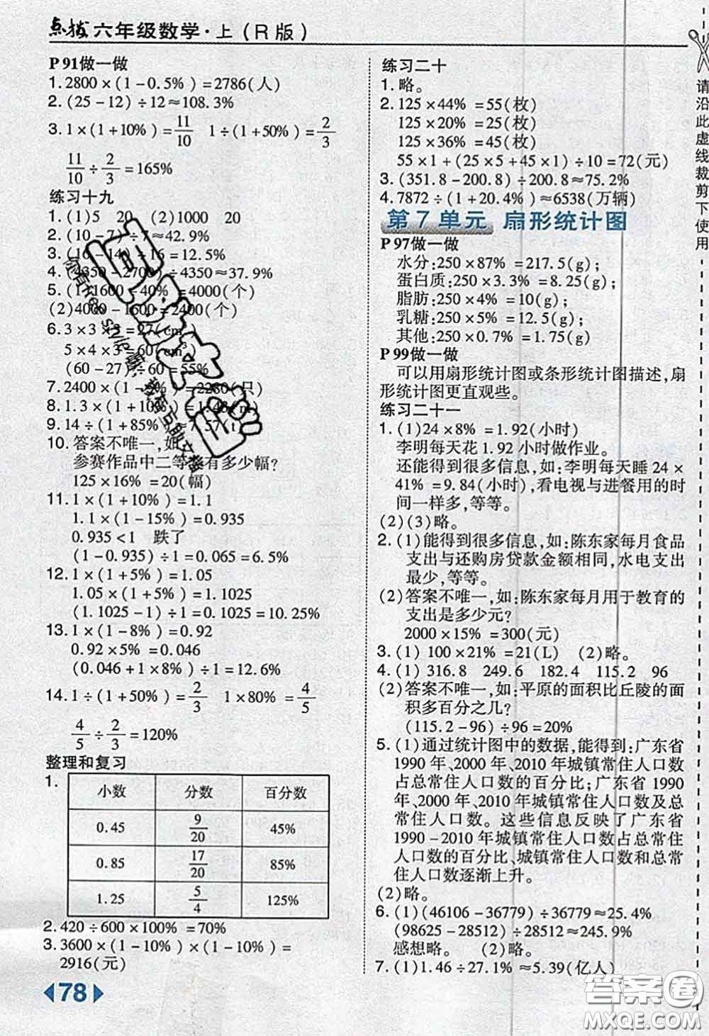 人民教育出版社2019年教材課本六年級(jí)數(shù)學(xué)上冊(cè)人教版參考答案