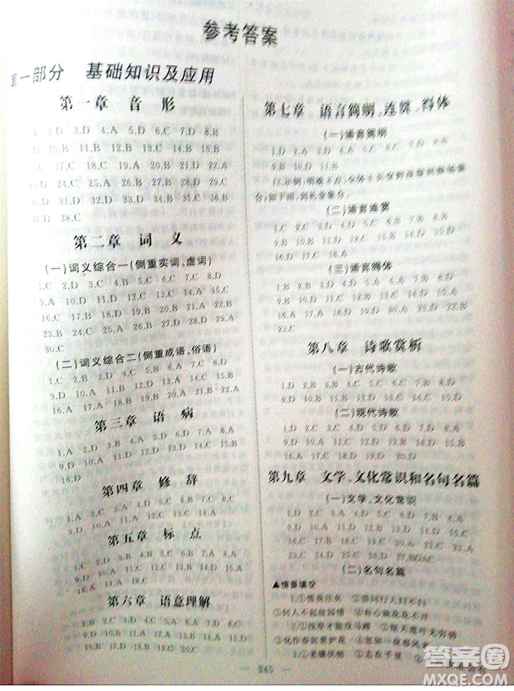 2020年高職考相約在高校語文知識(shí)梳理高職考測(cè)試卷答案