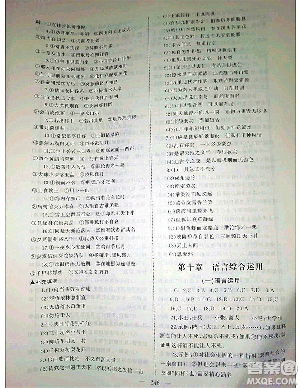2020年高職考相約在高校語文知識(shí)梳理高職考測(cè)試卷答案
