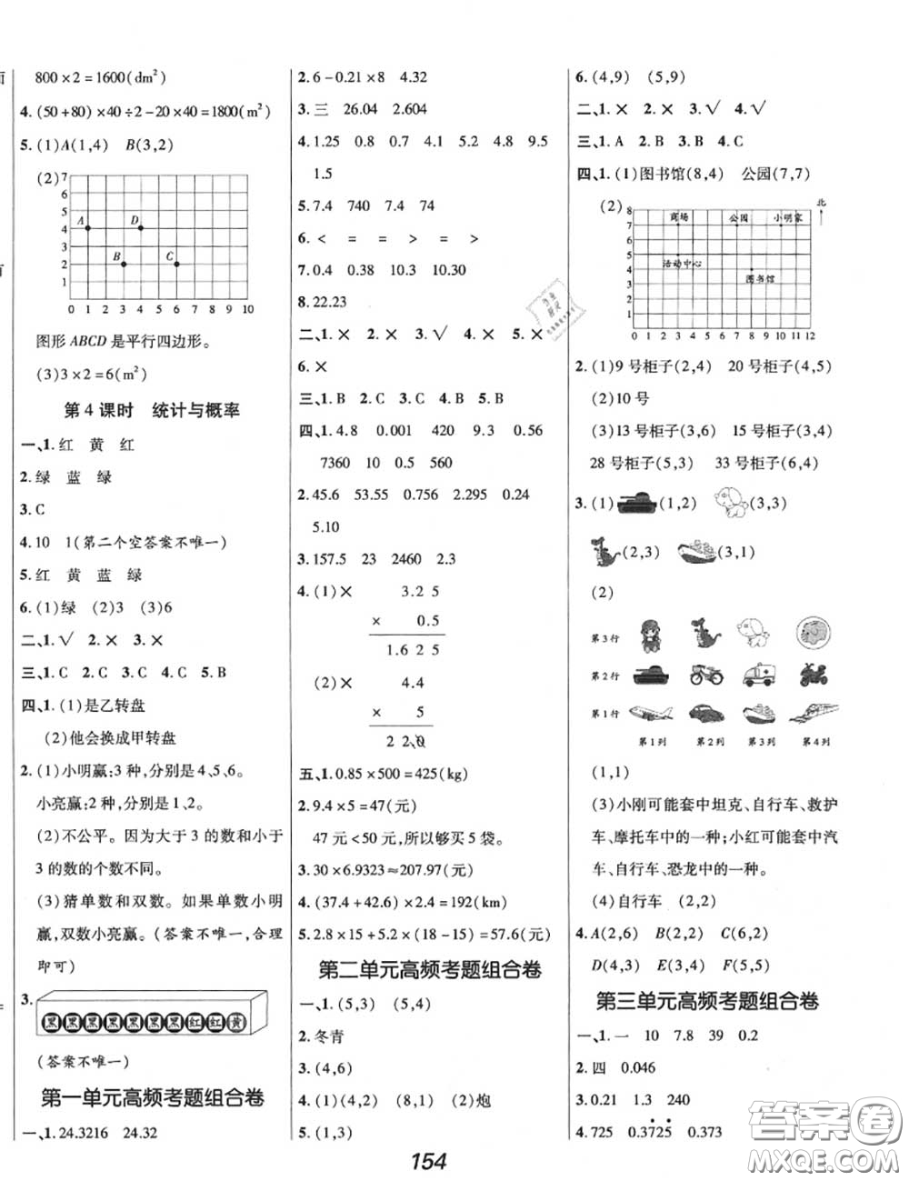 2020年秋全優(yōu)課堂考點集訓與滿分備考五年級數(shù)學上冊人教版答案