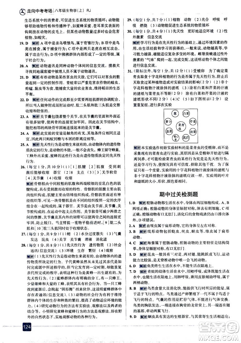 現(xiàn)代教育出版社2020年走進(jìn)中考考場(chǎng)八年級(jí)上冊(cè)生物學(xué)RJ人教版答案