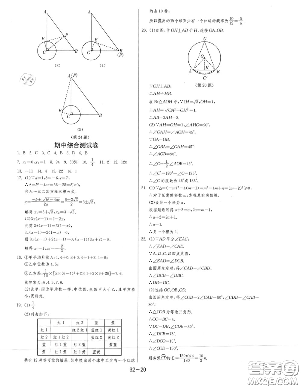 2020秋1課3練單元達標測試九年級數(shù)學上冊蘇科版參考答案