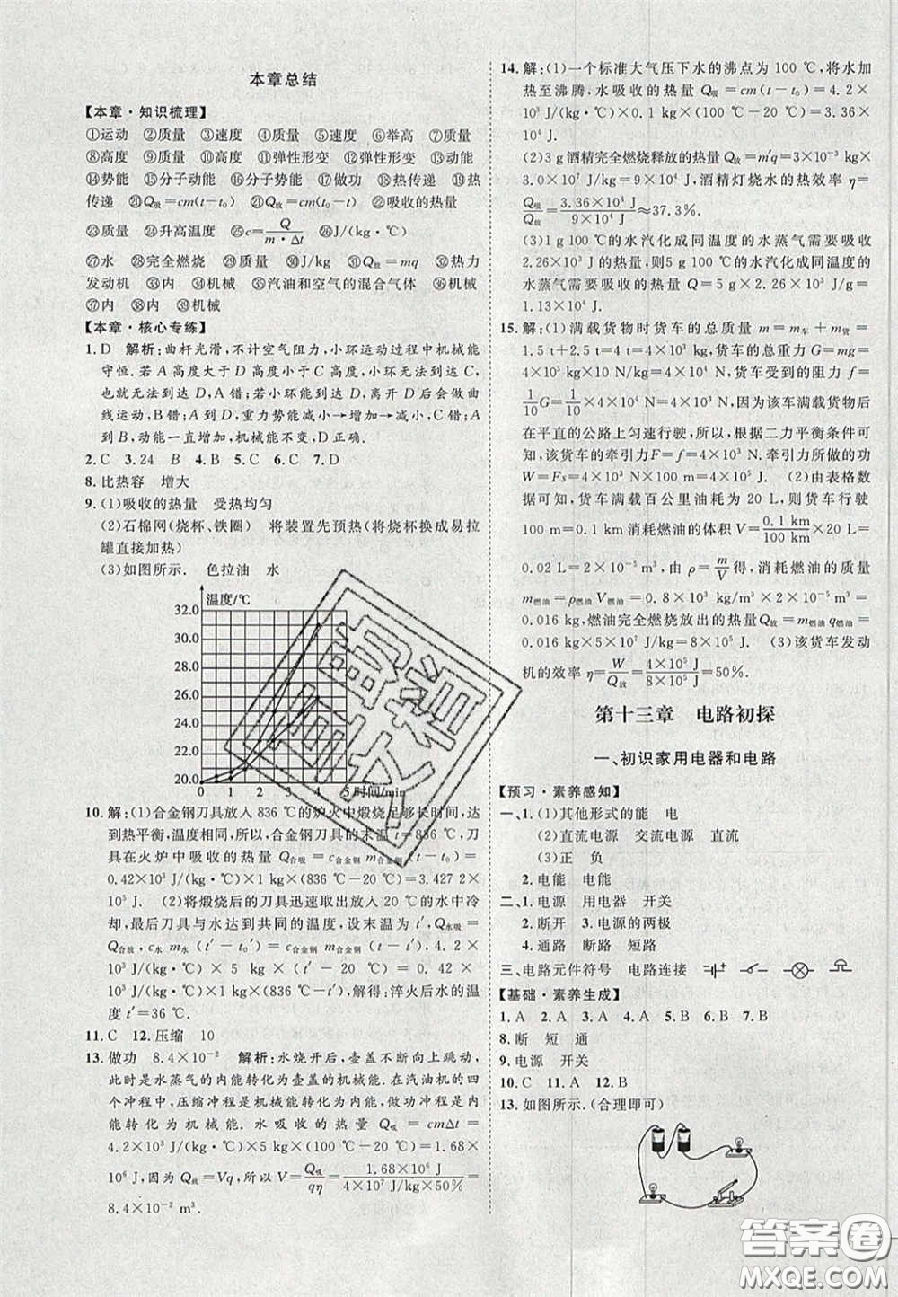 2020秋優(yōu)加學(xué)案課時(shí)通九年級(jí)物理上冊(cè)C版答案