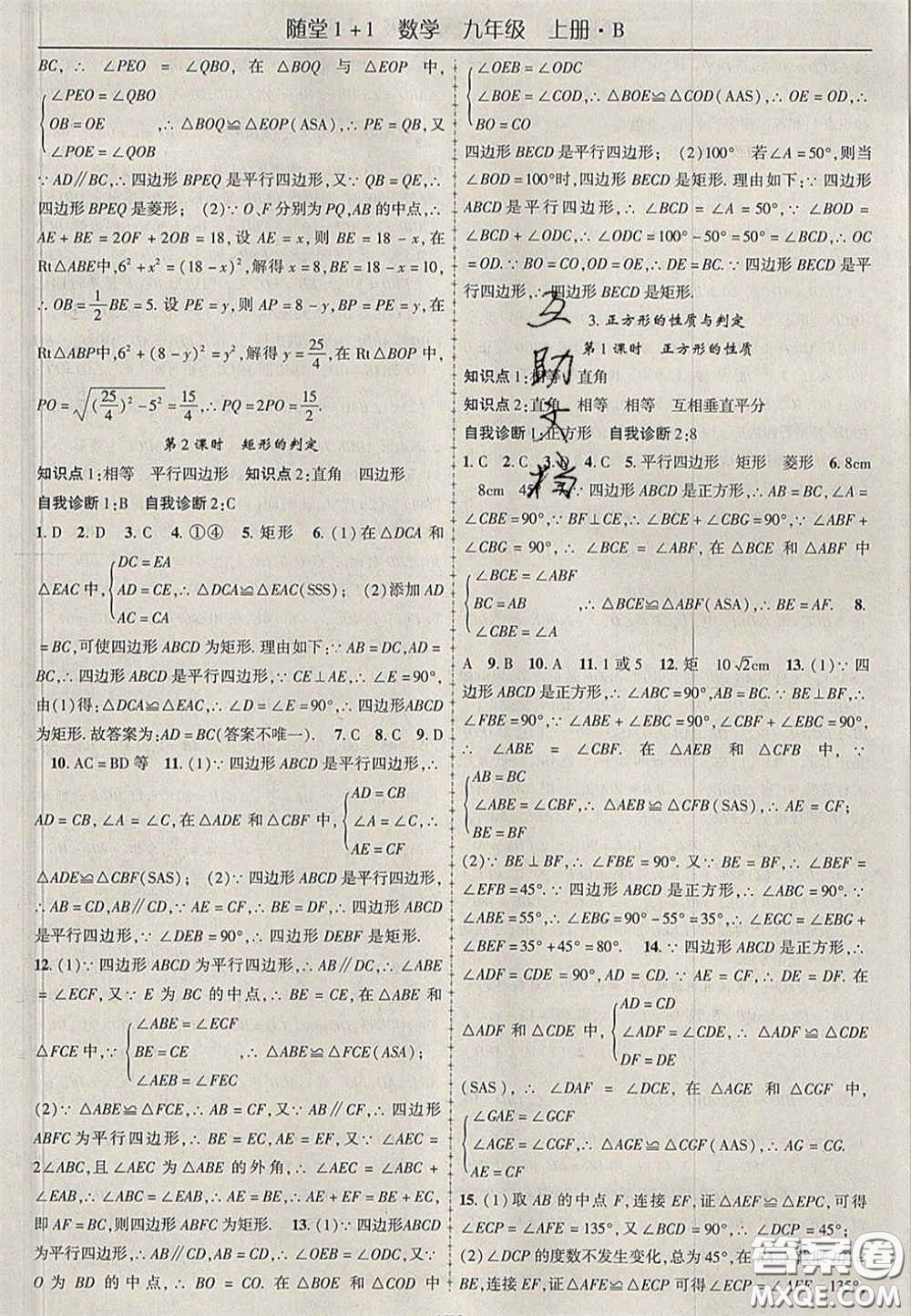 2020年隨堂1加1導(dǎo)練九年級(jí)數(shù)學(xué)上冊(cè)北師大版答案