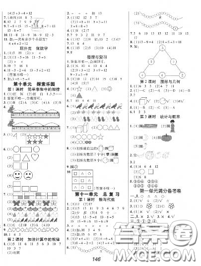 2020年秋全優(yōu)課堂考點(diǎn)集訓(xùn)與滿分備考一年級(jí)數(shù)學(xué)上冊(cè)冀教版答案