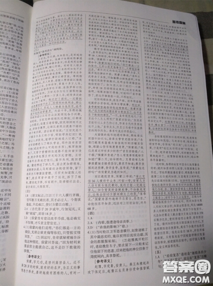 武漢出版社2020年高考語文核按鈕教材梳理參考答案