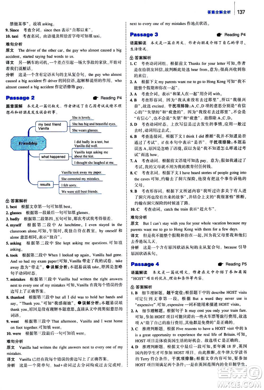 曲一線2020版53英語(yǔ)完形填空閱讀理解與語(yǔ)法填空八年級(jí)答案