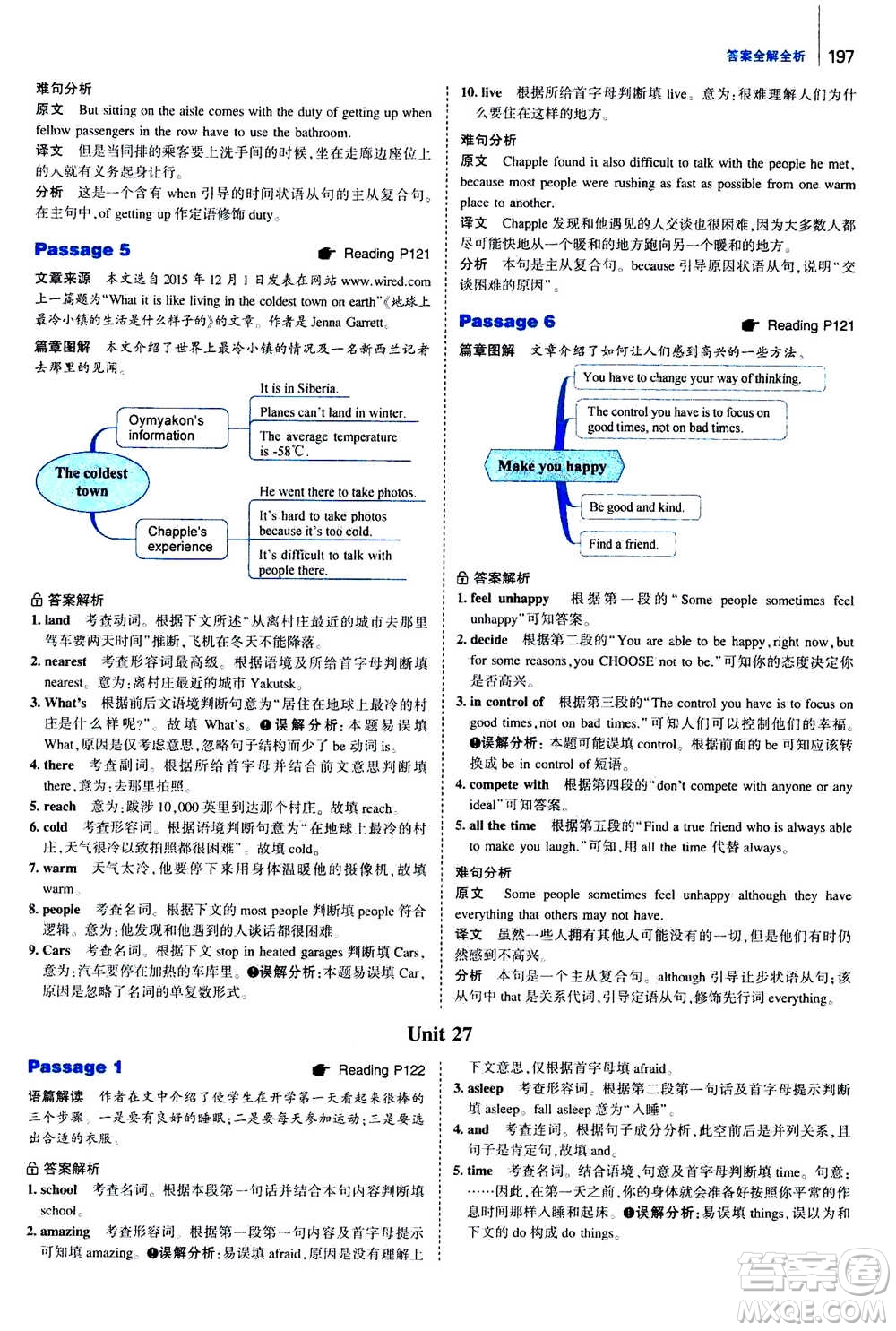 曲一線2020版53英語(yǔ)完形填空閱讀理解與語(yǔ)法填空八年級(jí)答案