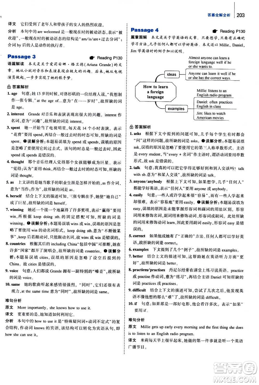 曲一線2020版53英語(yǔ)完形填空閱讀理解與語(yǔ)法填空八年級(jí)答案