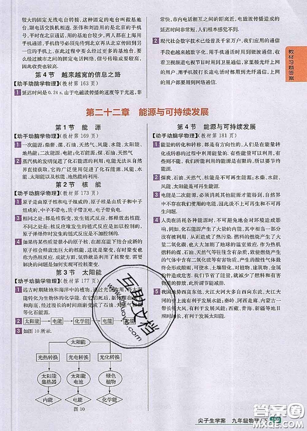 人民教育出版社2020年課本教材九年級(jí)物理全一冊人教版參考答案