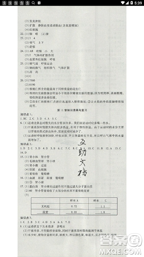 2020年金狀元提優(yōu)好卷七年級下冊生物北師大版答案