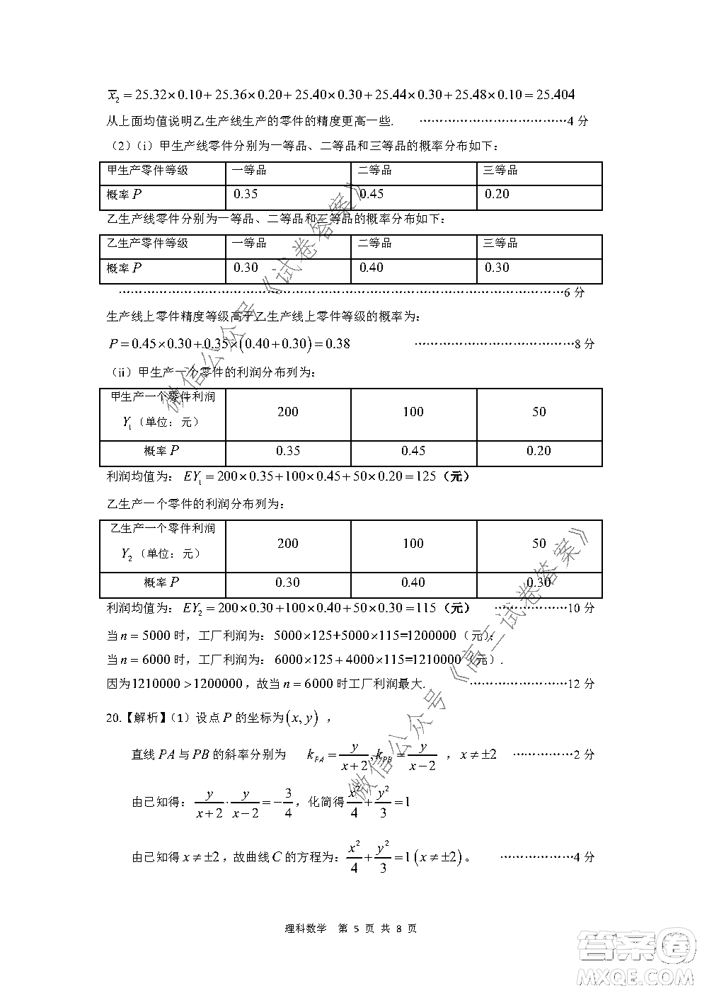 皖江名校2021屆高三第一次聯(lián)考理科數(shù)學(xué)試題及答案