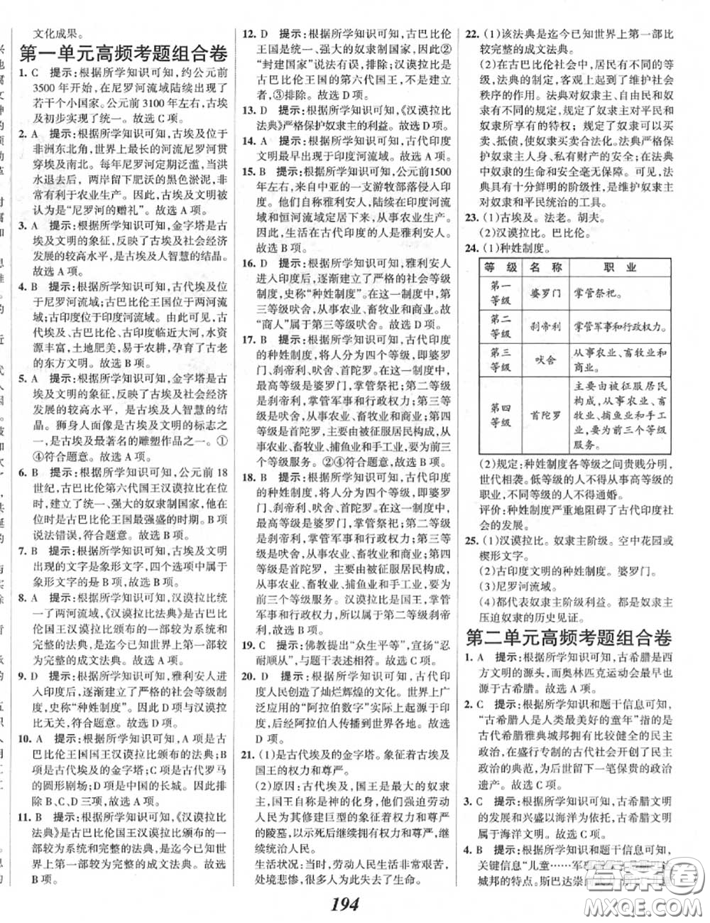 2020年秋全優(yōu)課堂考點(diǎn)集訓(xùn)與滿分備考九年級歷史上冊人教版答案
