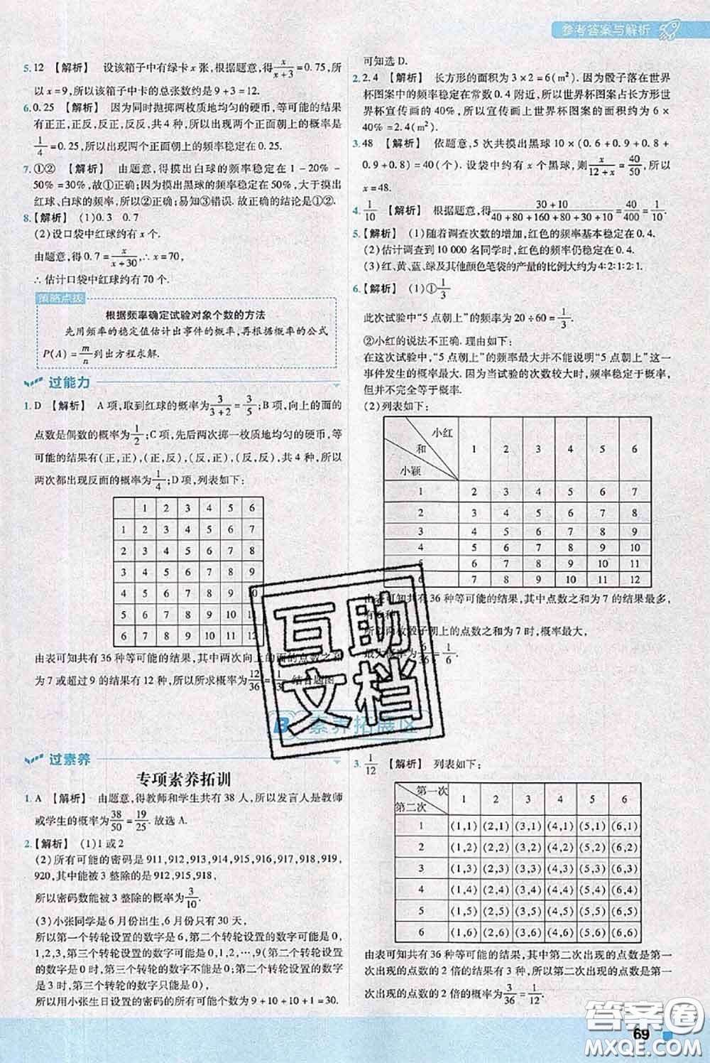 天星教育2020年秋一遍過(guò)初中數(shù)學(xué)九年級(jí)上冊(cè)人教版參考答案
