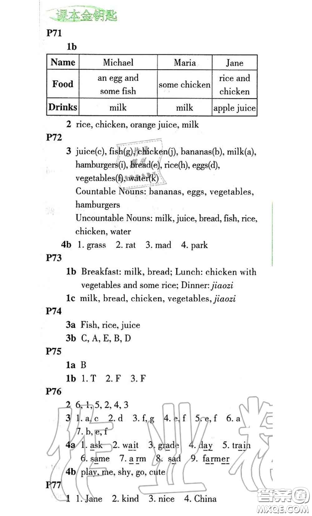 科學(xué)普及出版社2020年課本教材七年級(jí)英語(yǔ)仁愛(ài)版參考答案