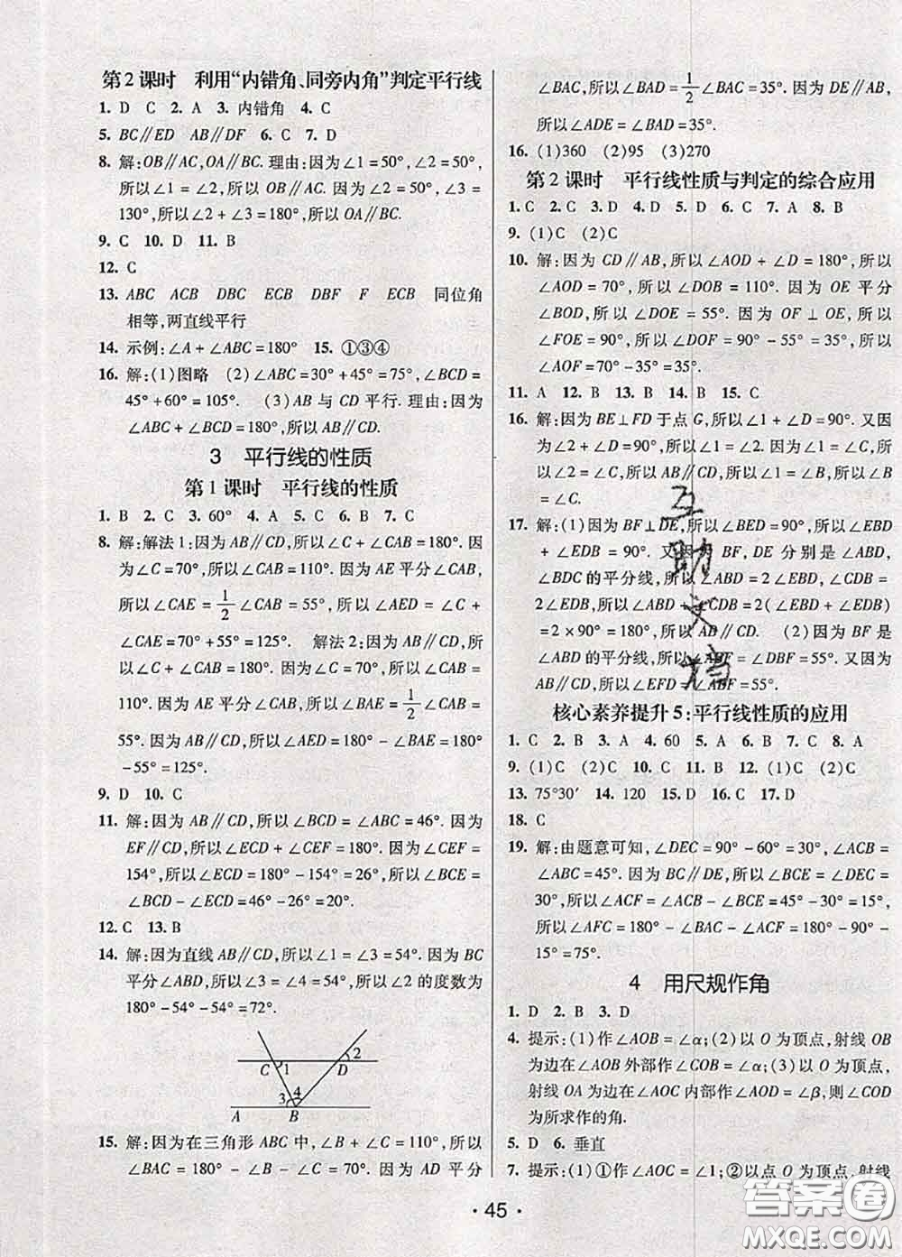 新疆青少年出版社2020同行學(xué)案學(xué)練測六年級(jí)數(shù)學(xué)下冊(cè)魯教版參考答案