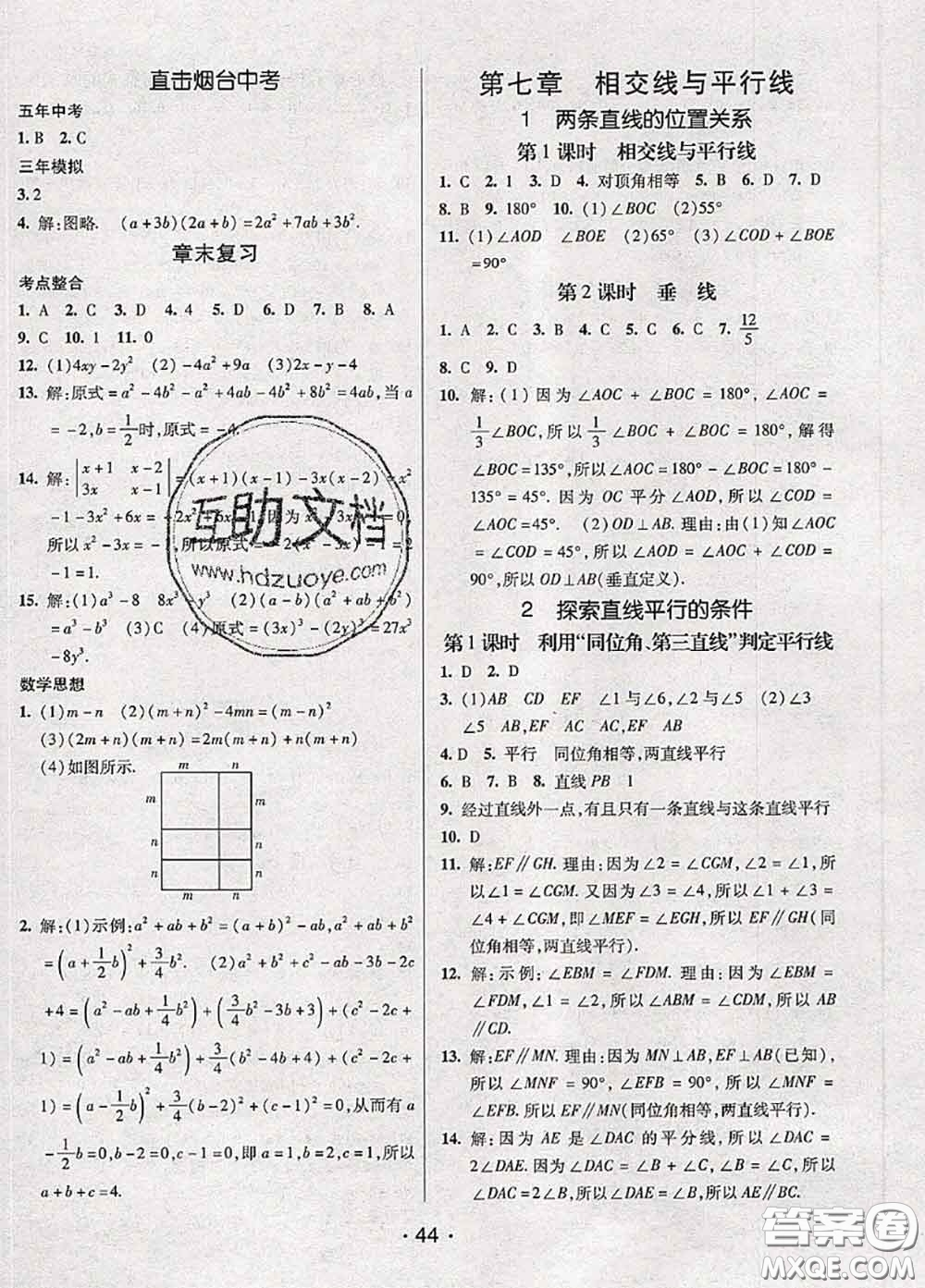 新疆青少年出版社2020同行學(xué)案學(xué)練測六年級(jí)數(shù)學(xué)下冊(cè)魯教版參考答案