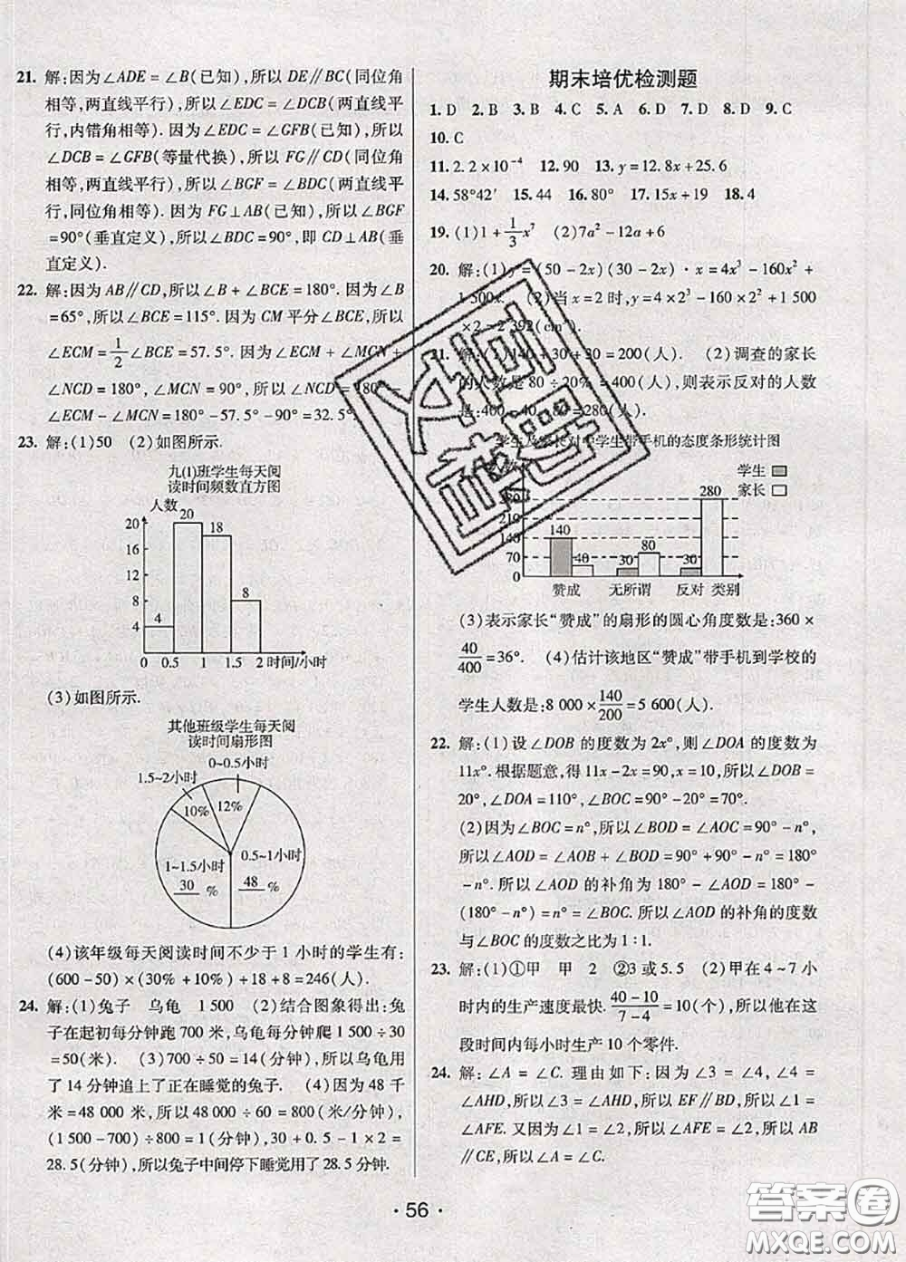 新疆青少年出版社2020同行學(xué)案學(xué)練測六年級(jí)數(shù)學(xué)下冊(cè)魯教版參考答案