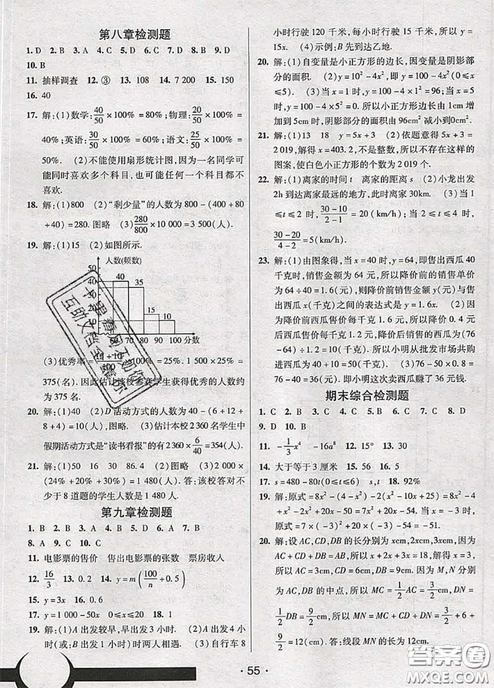 新疆青少年出版社2020同行學(xué)案學(xué)練測六年級(jí)數(shù)學(xué)下冊(cè)魯教版參考答案