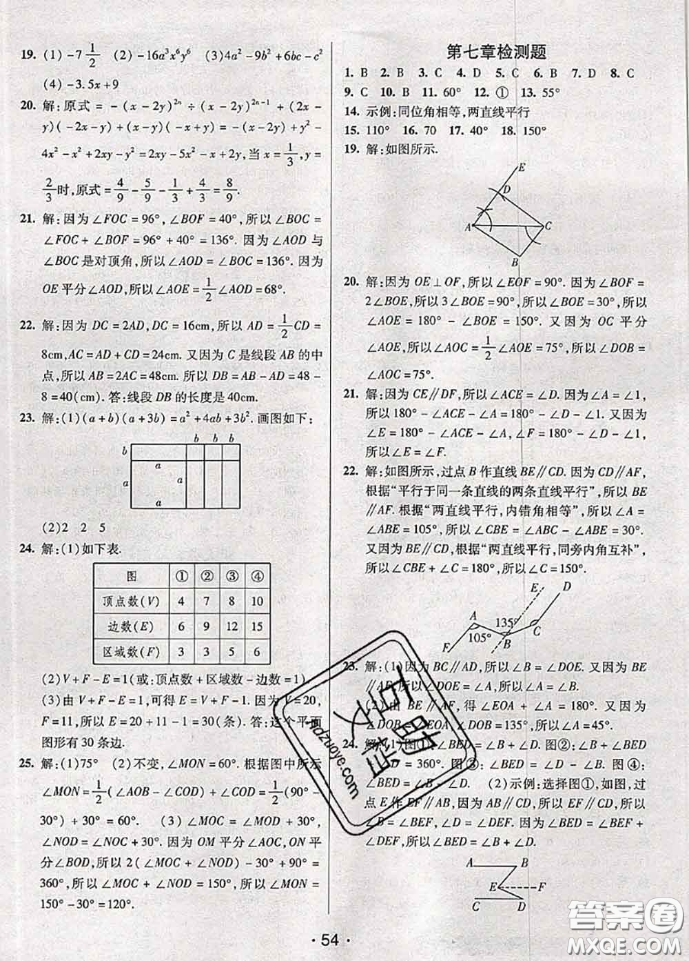 新疆青少年出版社2020同行學(xué)案學(xué)練測六年級(jí)數(shù)學(xué)下冊(cè)魯教版參考答案
