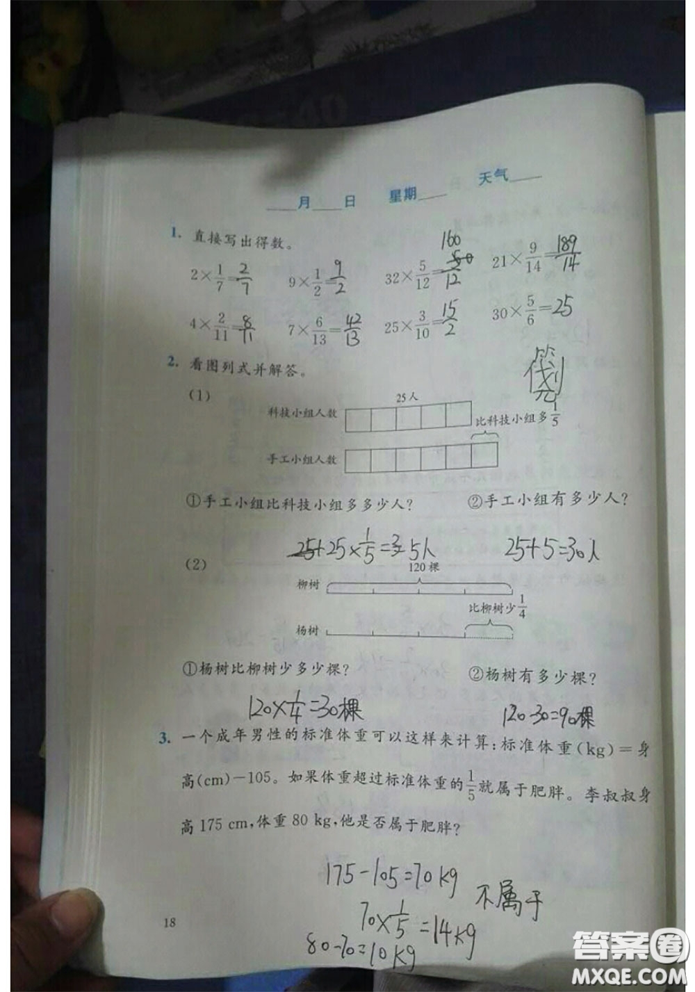 北京師范大學(xué)出版社2020年暑假生活五年級(jí)數(shù)學(xué)北師版參考答案