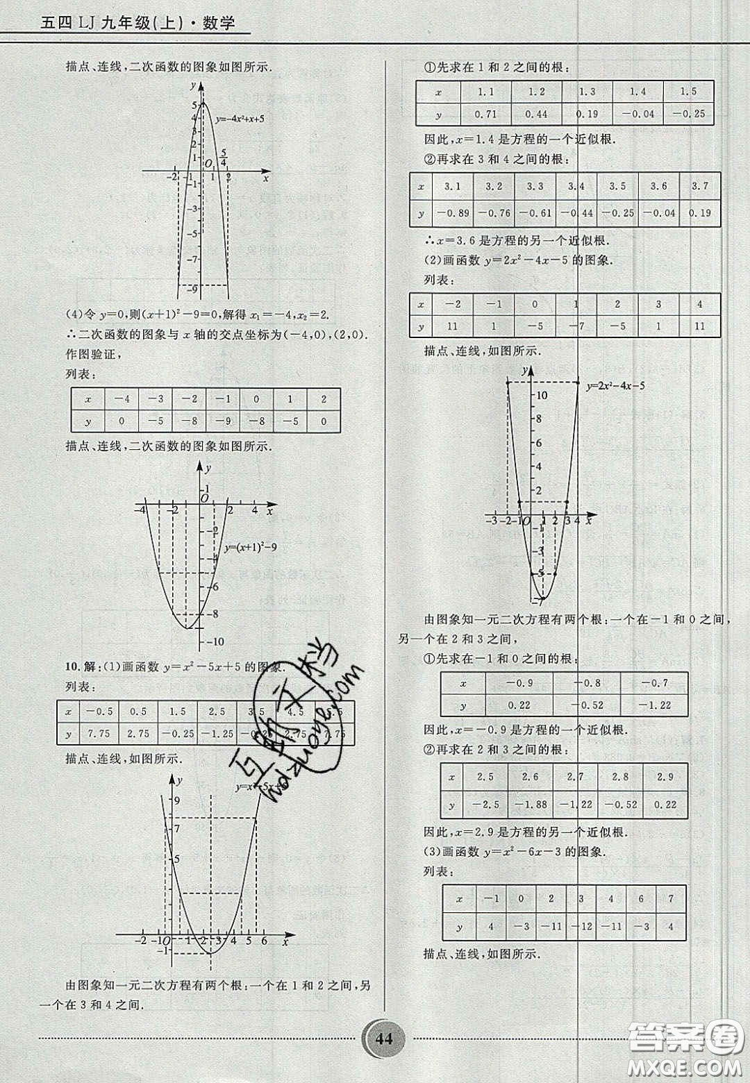 山東教育出版社2020義務(wù)教育教科書九年級數(shù)學(xué)上冊魯教版答案