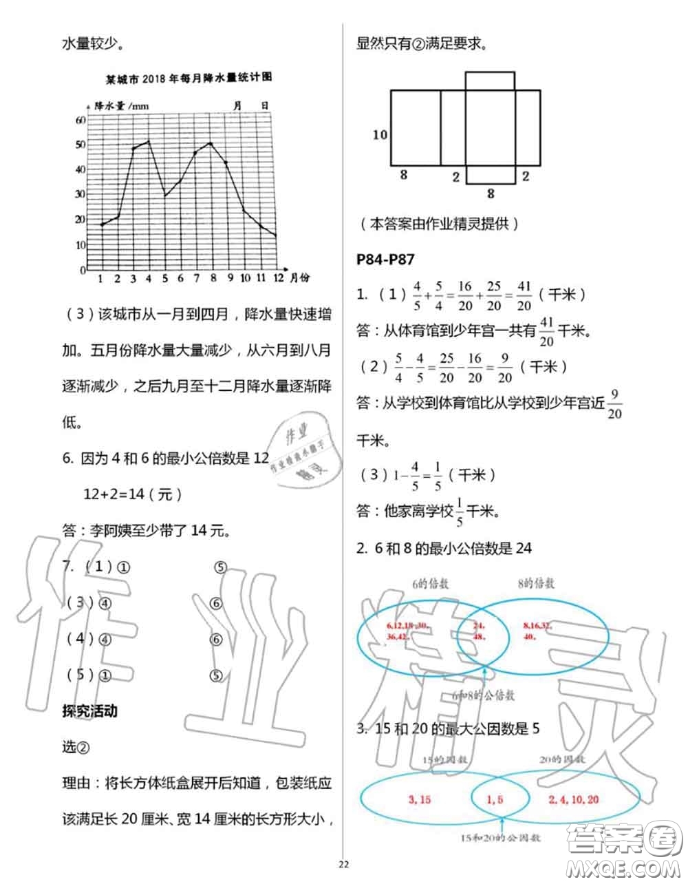 安徽少年兒童出版社2020年暑假作業(yè)五年級數(shù)學人教版參考答案